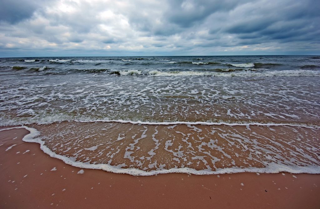 beach with dark clouds