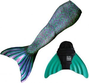 realistic looking mermaid tail in green with mixed colors