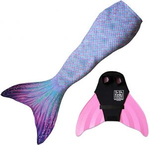 realistic looking mermaid tail in purple with pink fin