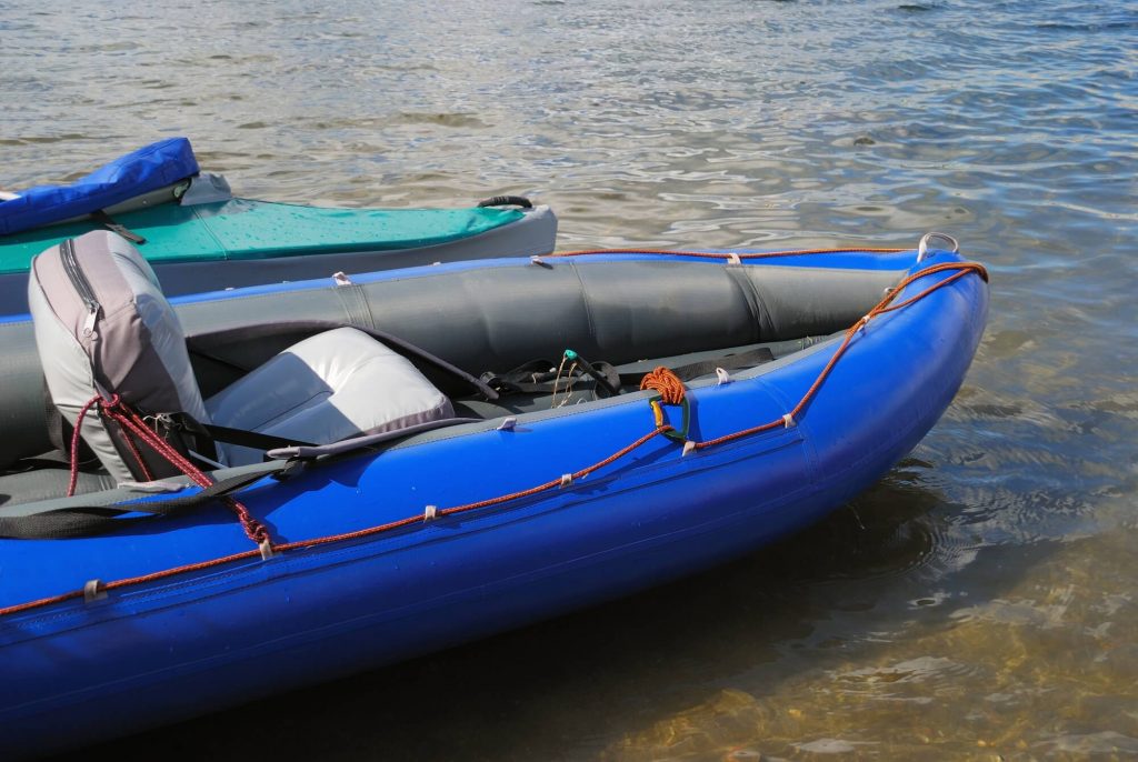 inflatable kayak at river