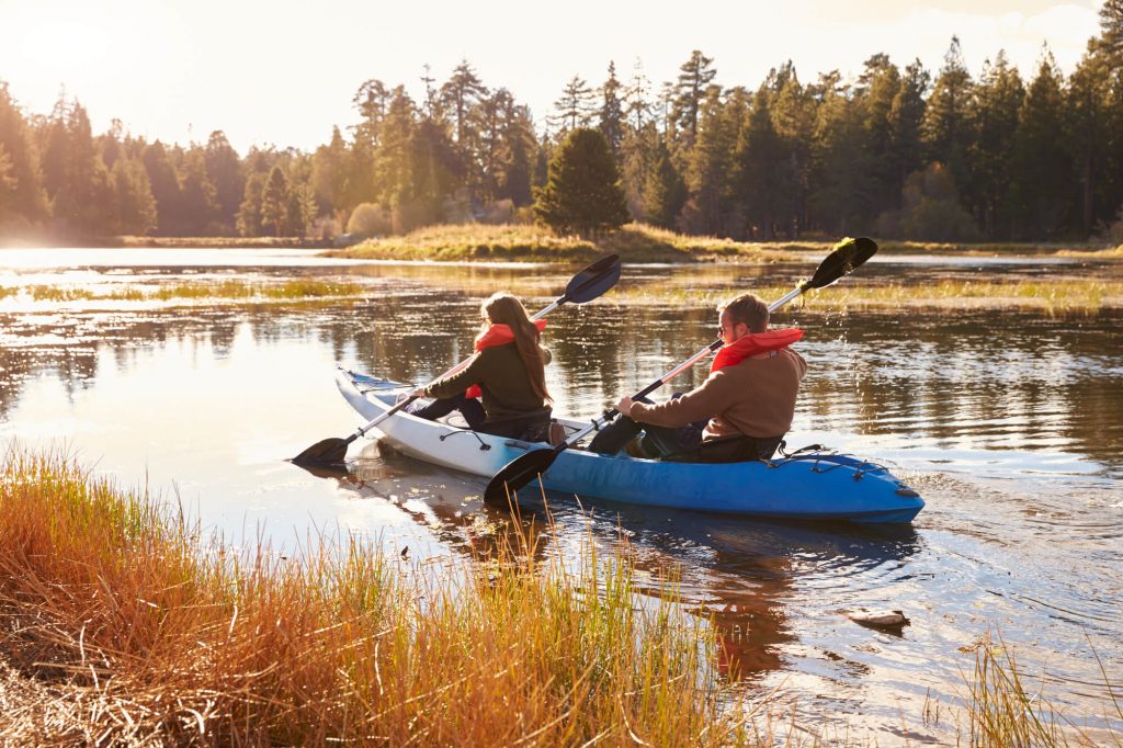 kayaking in shallow lake