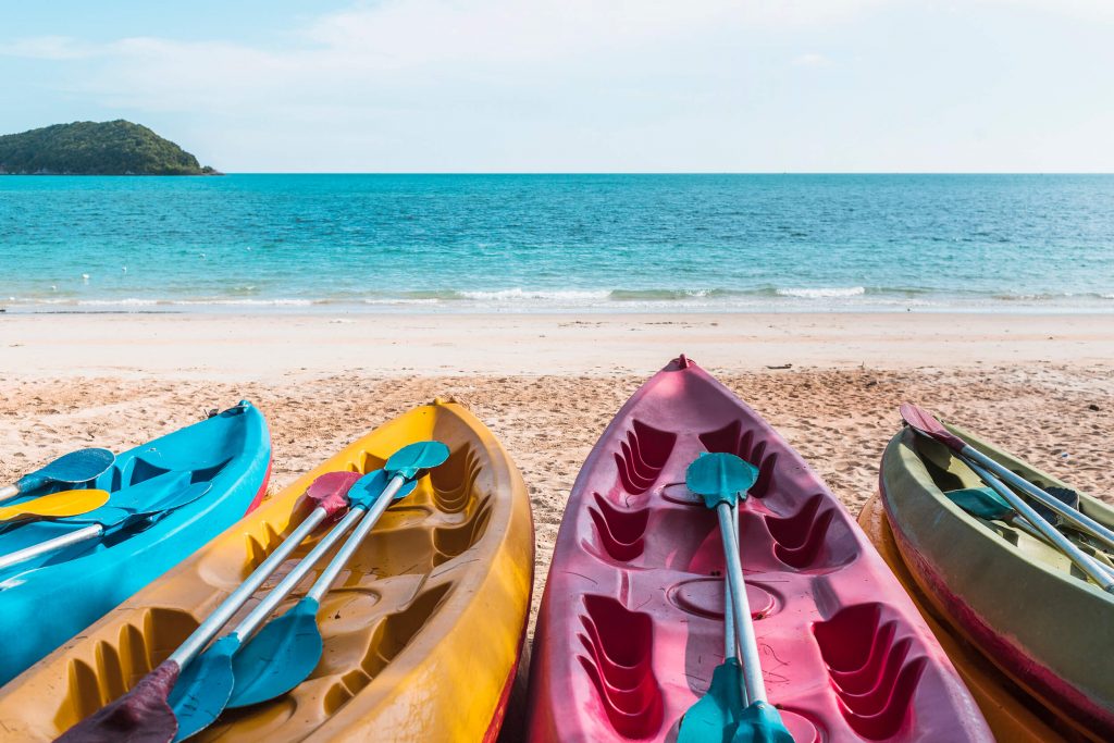 kayaks at the beach