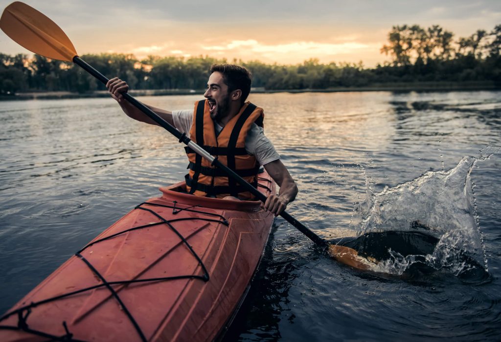 Man in sit in kayak