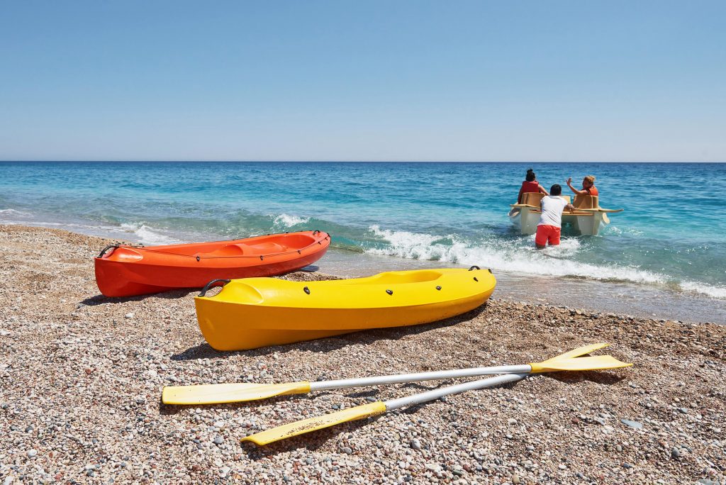 kayaks on beach