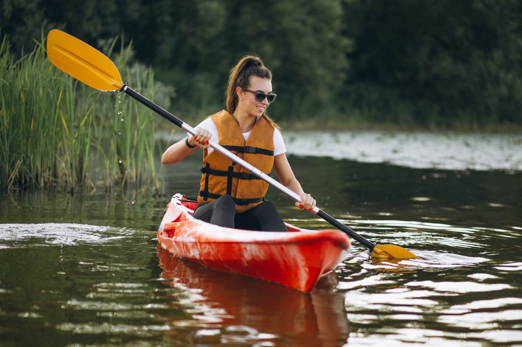 woman kayaking